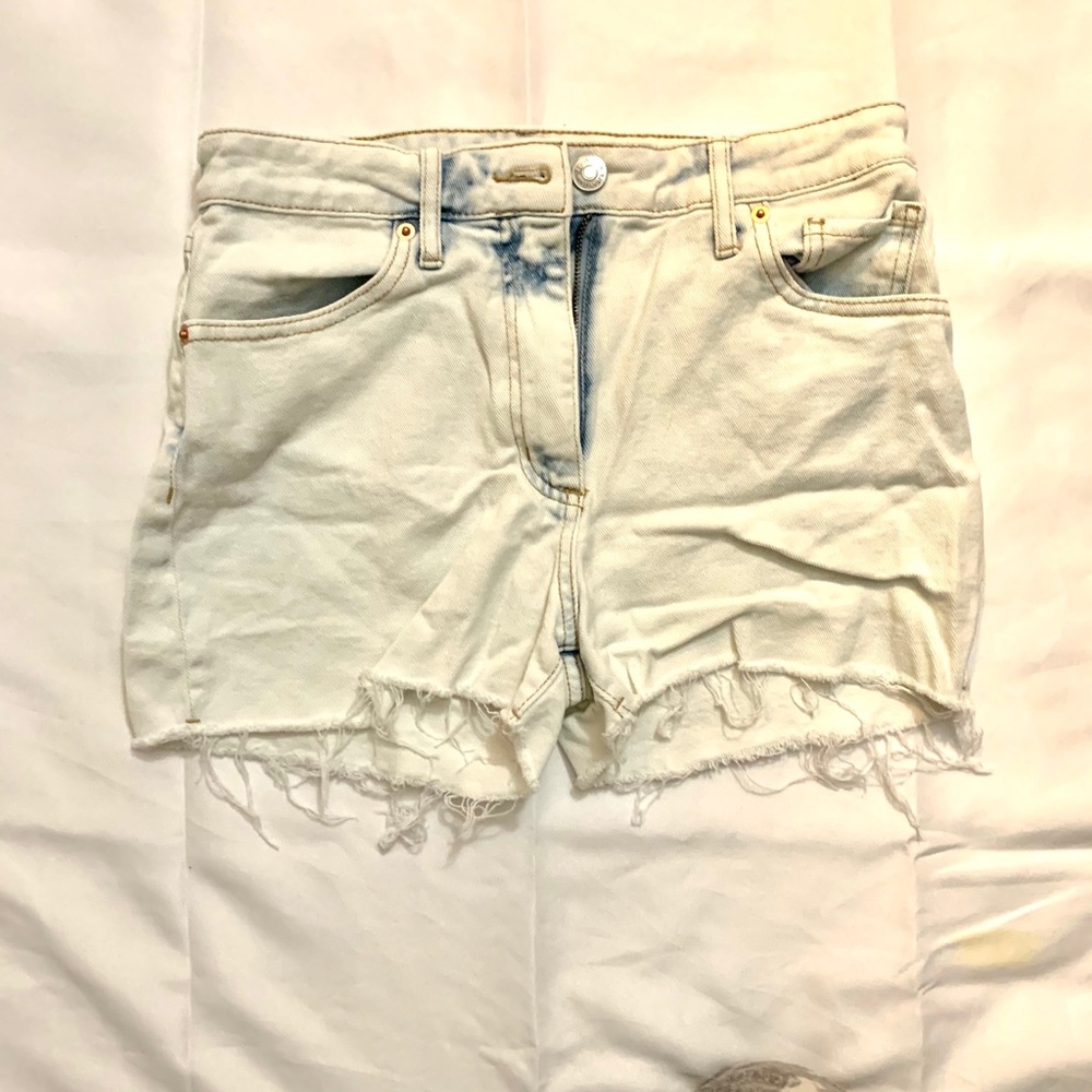 White wash denim shorts